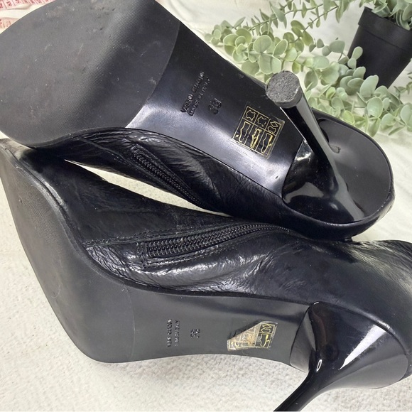 Le Château Luxe Black Leather Stiletto Ankle Boots Made in Italy Size 38 - Picture 6 of 14